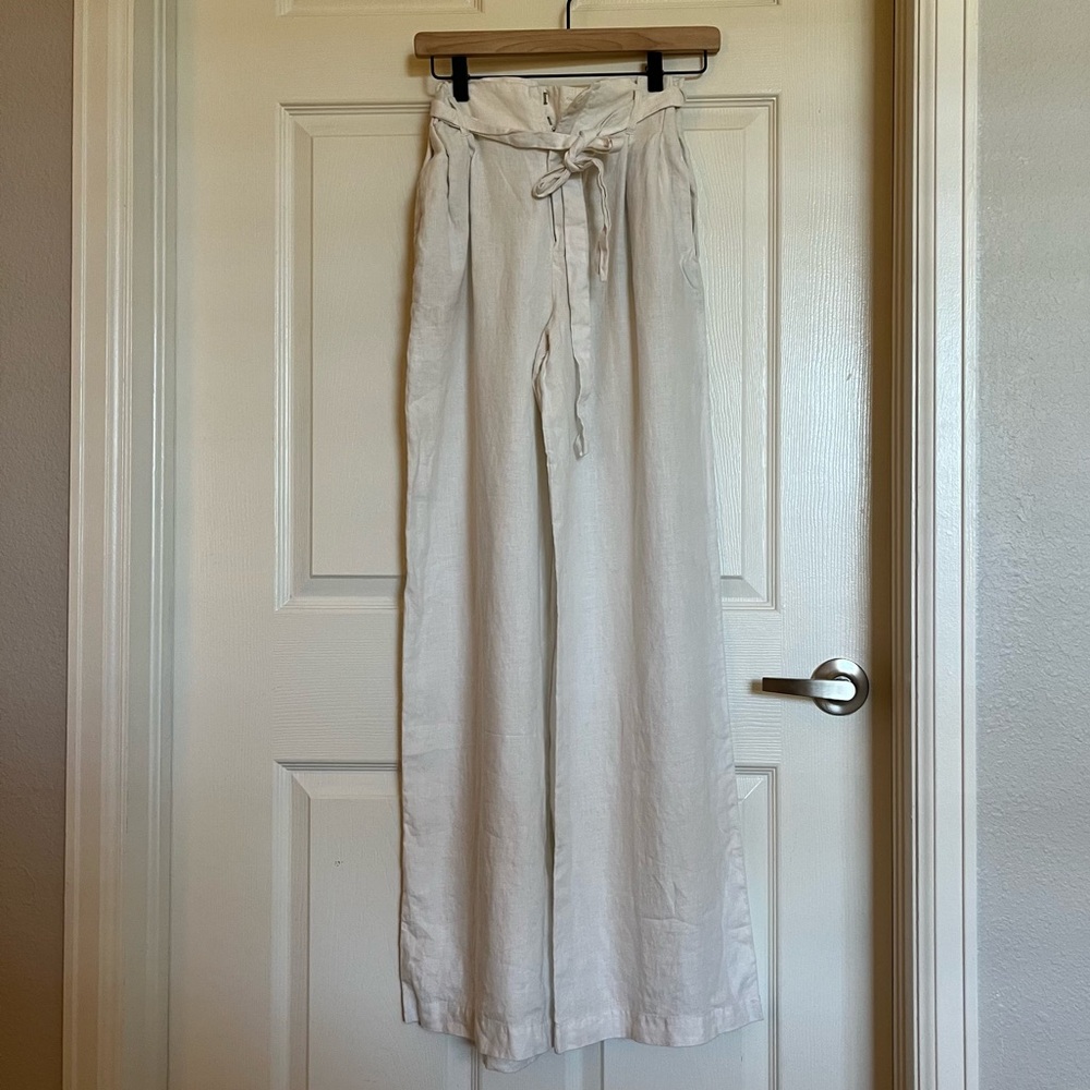 Mango Linen Women Pants